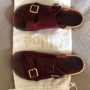 Chloe double monk leather slides